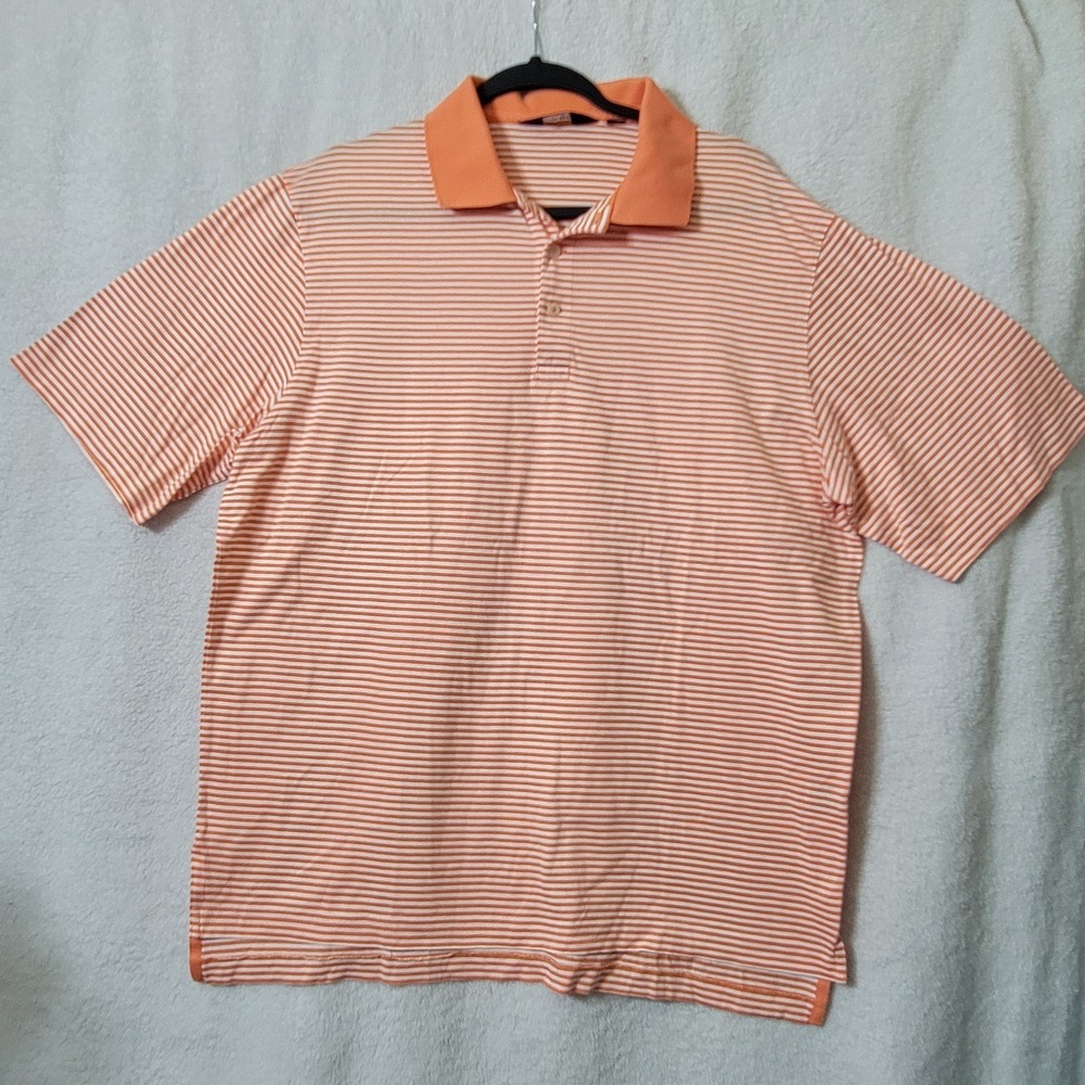Polo Ralph Lauren Golf Polo Shirt Large Orange Striped Casual Collared Pima Soft